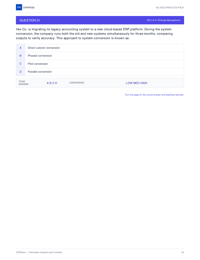 A real ISC multiple-choice question page from the free CPAPass PDF