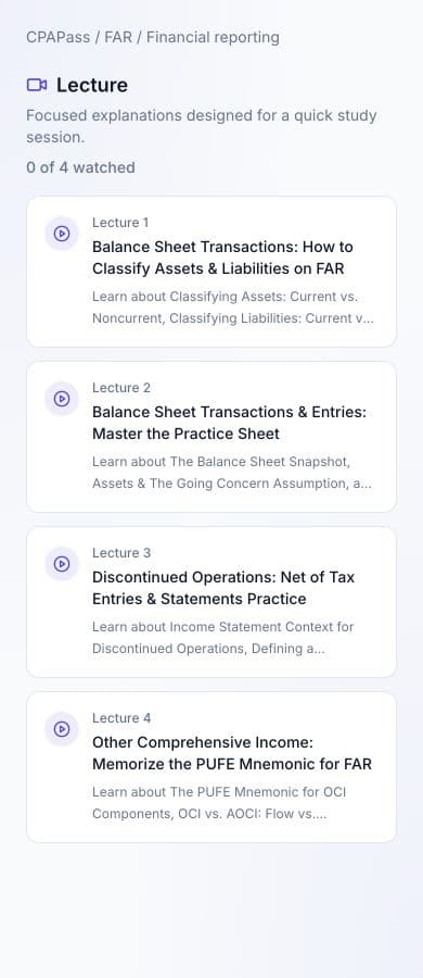 CPAPass lecture library on mobile