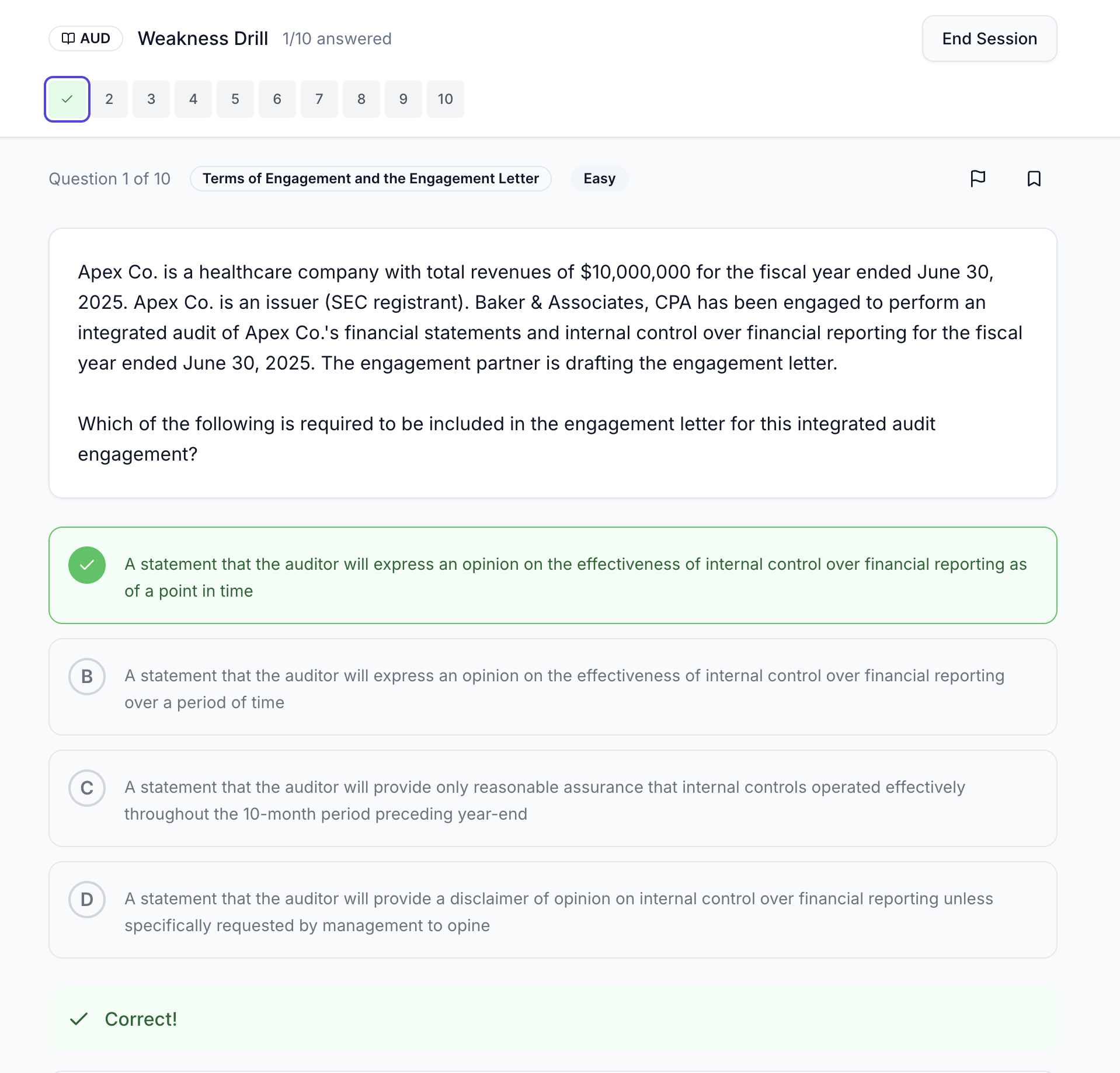Multiple Choice Question Interface